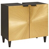 vidaXL Wastafelkast Zwart en Goud 62 x 33 x 58 cm massief mangohout