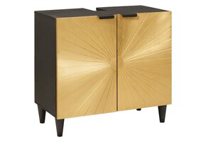 Wastafelkast Zwart/Goud 62cm - Massief Mangohout (54% Korting!)