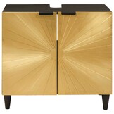 vidaXL Wastafelkast Zwart en Goud 62 x 33 x 58 cm massief mangohout