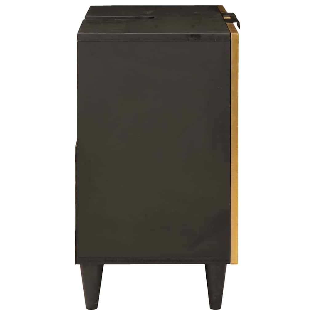 vidaXL Wastafelkast Zwart en Goud 62 x 33 x 58 cm massief mangohout