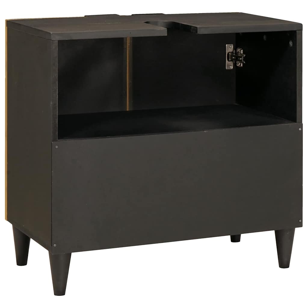 vidaXL Wastafelkast Zwart en Goud 62 x 33 x 58 cm massief mangohout