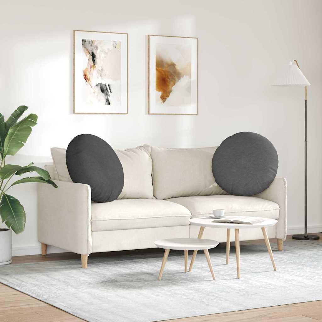 vidaXL Zitkussens 2 pcs Donkergrijs Ø 60 cm Katoen Stof