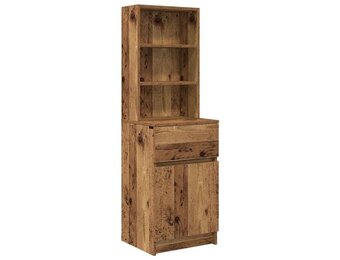 vidaXL Nachtkastje 39x35x125 cm bewerkt hout oud houtkleurig