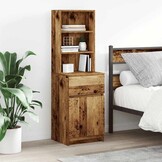 vidaXL Nachtkastje 39x35x125 cm bewerkt hout oud houtkleurig