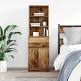 vidaXL Nachtkastje 39x35x125 cm bewerkt hout oud houtkleurig