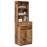 vidaXL Nachtkastje 39x35x125 cm bewerkt hout oud houtkleurig