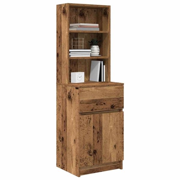 vidaXL Nachtkastje 39x35x125 cm bewerkt hout oud houtkleurig