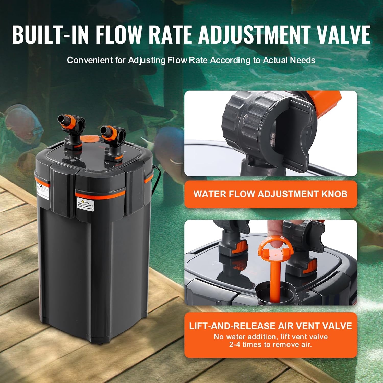 VEVOR Aquariumfilter 528 GPH, 5-traps jerrycan filter 757,1 L, extreem stille interne aquariumfilter met uv-bescherming, dompelbaar powerfilter met meerdere functies voor aquaria, 20 W