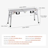 VEVOR werkplatform van legere staal, inklapbaar, 500-740 mm hoog, 180 kg draagkracht, afmetingen 1040 x 375 x 500 mm
