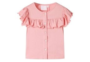 Middelroze Kindershirt - Maat 116 - Ruches & Knopen - 72% Korting