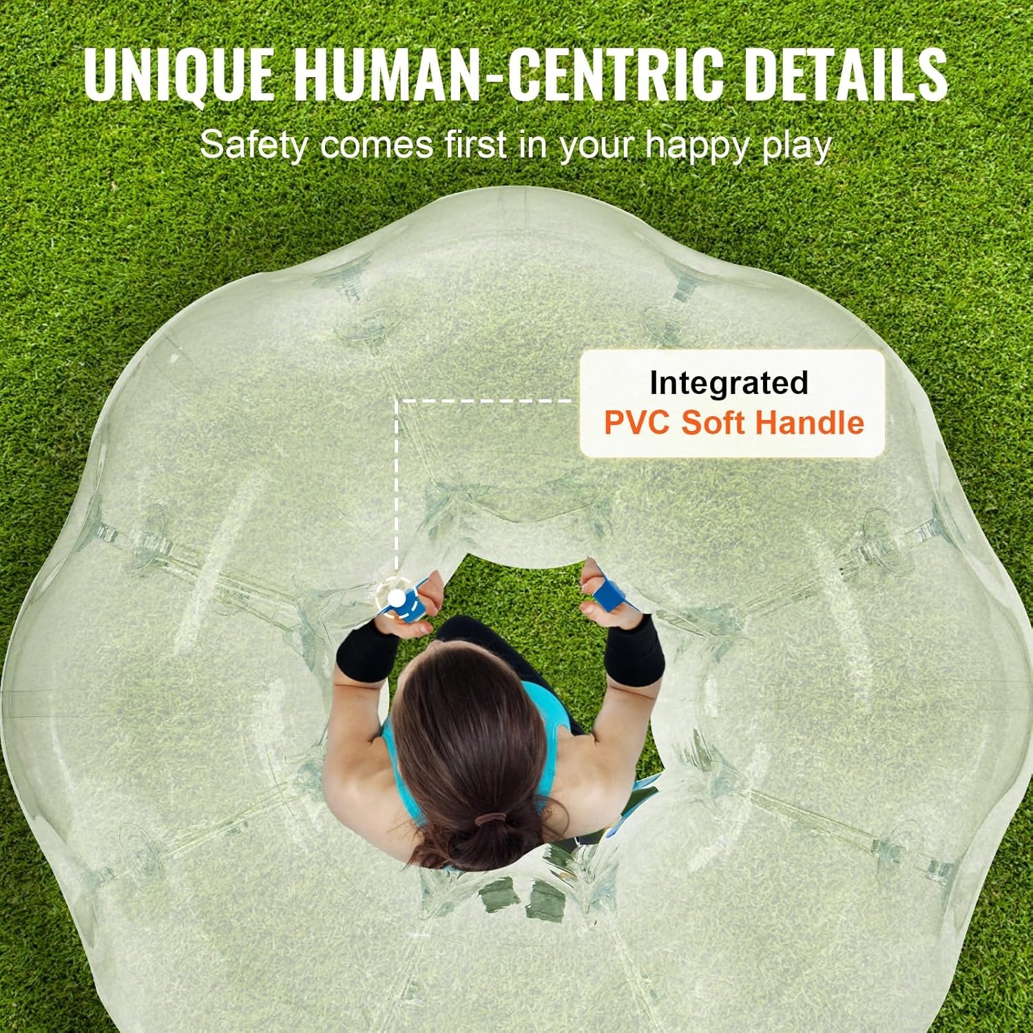 VEVOR Opblaasbare bumperbal, schokbestendige speelbal, 1 stuk, 1,2 m x 1,03 m, transparante opblaasbare bal, bubbelbal van pvc voor outdoor-activiteiten, opblaasbare bumperbal