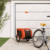 vidaXL Hondenfietstrailer oxford stof en ijzer oranje en zwart