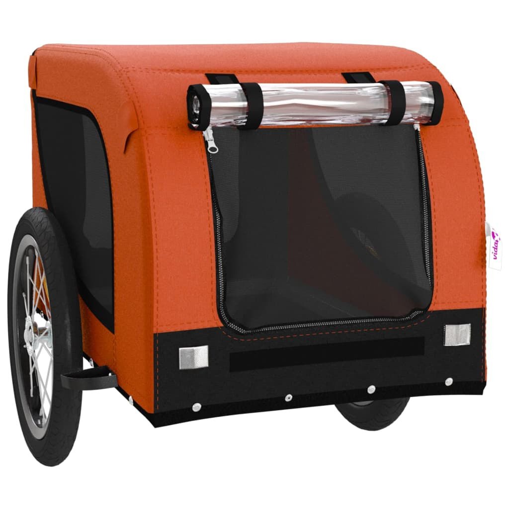 vidaXL Hondenfietstrailer oxford stof en ijzer oranje en zwart