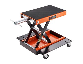 VEVOR Motorfietslift, 0,5 ton belastbaar, 120-390 mm motorhefbrug, montagebok, motorfiets, verstelbare motorlift, motorstandaard, garage en buitenruimtes