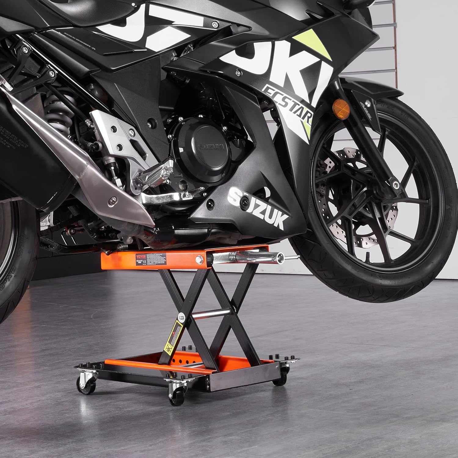 VEVOR Motorfietslift, 0,5 ton belastbaar, 120-390 mm motorhefbrug, montagebok, motorfiets, verstelbare motorlift, motorstandaard, garage en buitenruimtes