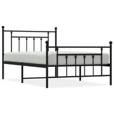 vidaXL Bedframe met hoofd- en voeteneinde metaal zwart 100x200 cm