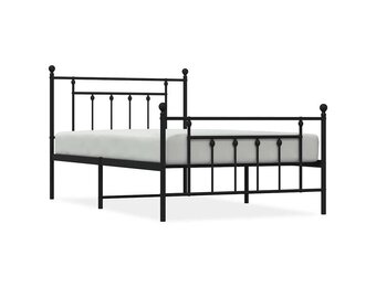 vidaXL Bedframe met hoofd- en voeteneinde metaal zwart 100x200 cm