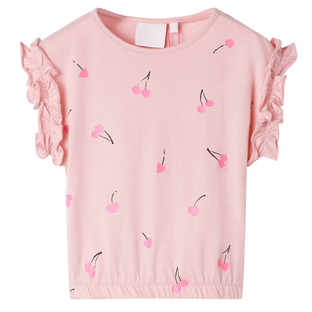 Kindershirt lichtroze met kersenprint - 41% korting!