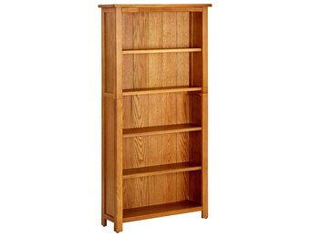 vidaXL Boekenkast met 5 schappen 70x22x140 cm massief eikenhout