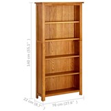 vidaXL Boekenkast met 5 schappen 70x22x140 cm massief eikenhout