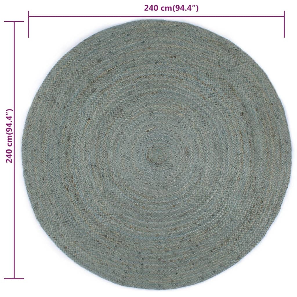 vidaXL Vloerkleed handgemaakt rond 240 cm jute olijfgroen