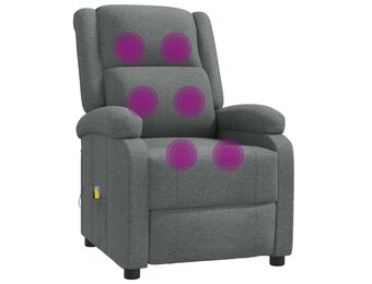 vidaXL Relaxfauteuil met Massage - Stof Donkergrijs (35% Korting!)