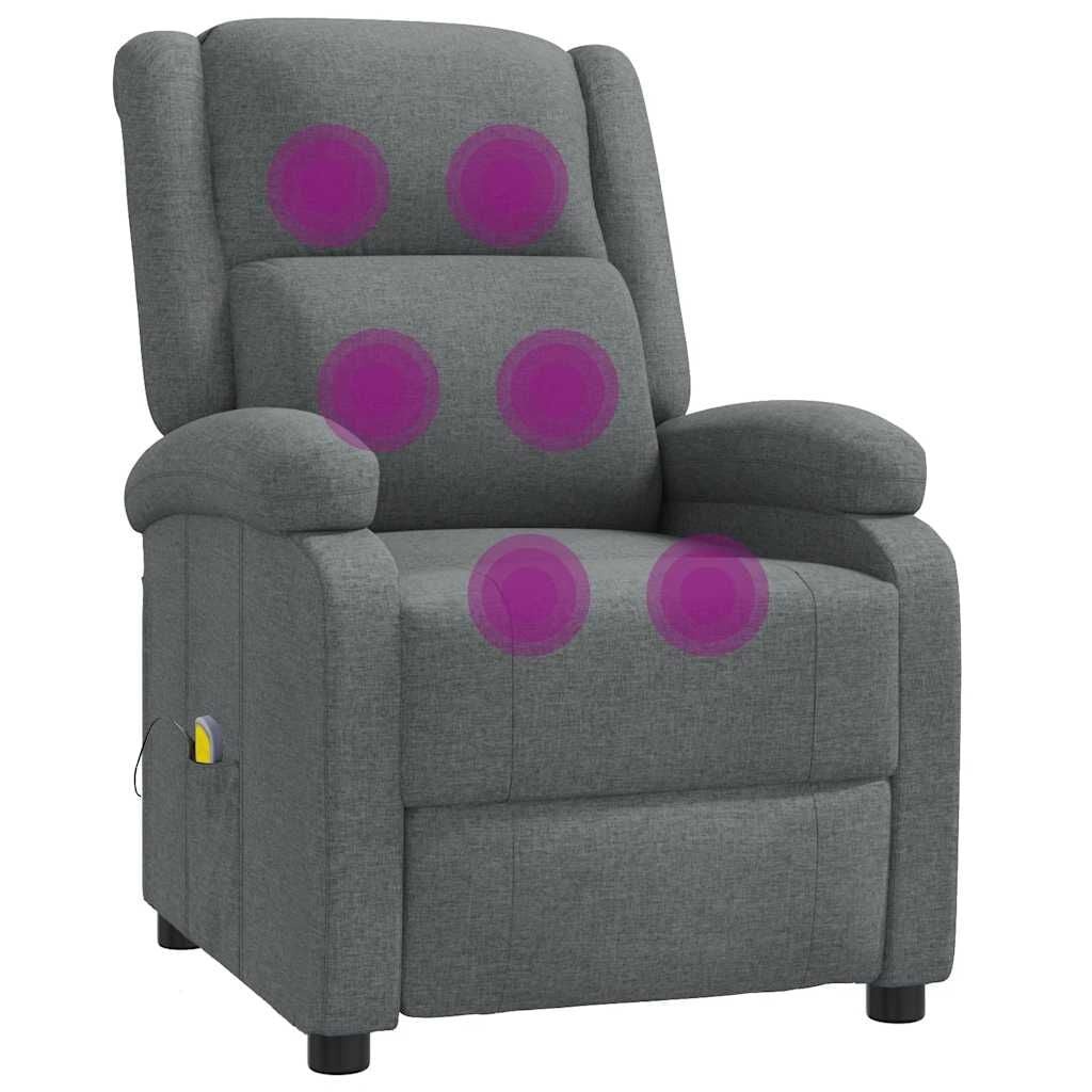 vidaXL Relaxfauteuil met Massage - Stof Donkergrijs (35% Korting!)