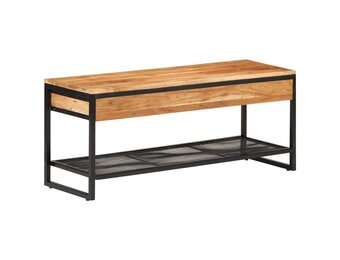 vidaXL Schoenenbankje 110x35x45 cm massief acaciahout en ijzer