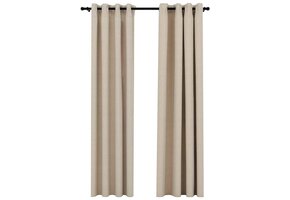 vidaXL Gordijnen Linnen-look 2 stuks - Beige (33% Korting)