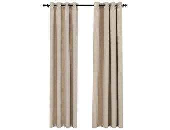 vidaXL Gordijnen linnen-look verduisterend ogen 2 st 140x245 cm beige
