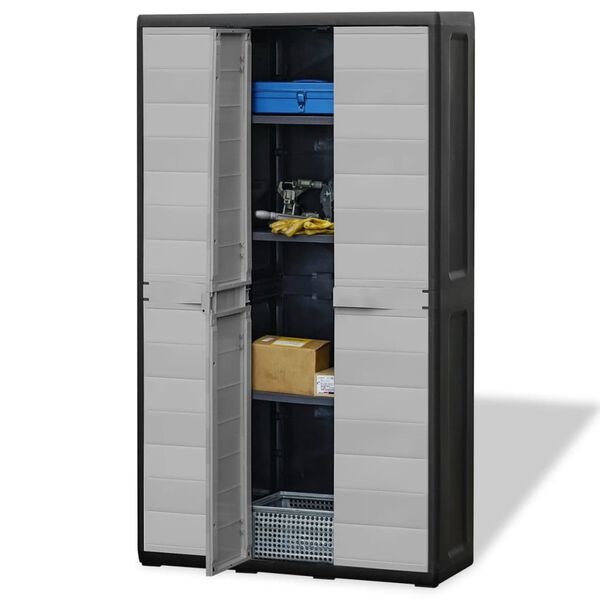 vidaXL Tuinkast met 4 schappen zwart en grijs