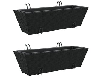 vidaXL Plantenbakken 2 st Poly Rattan Zwart - 57% Korting!