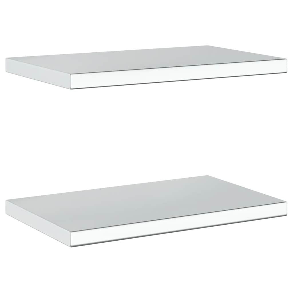 vidaXL Wandschappen 2 st 50x30x3 cm roestvrijstaal zilverkleurig