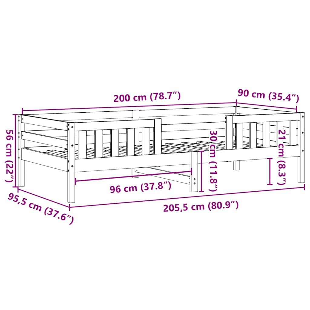 vidaXL Bedframe Grenenhout 90x200 cm | Nu 35% Korting