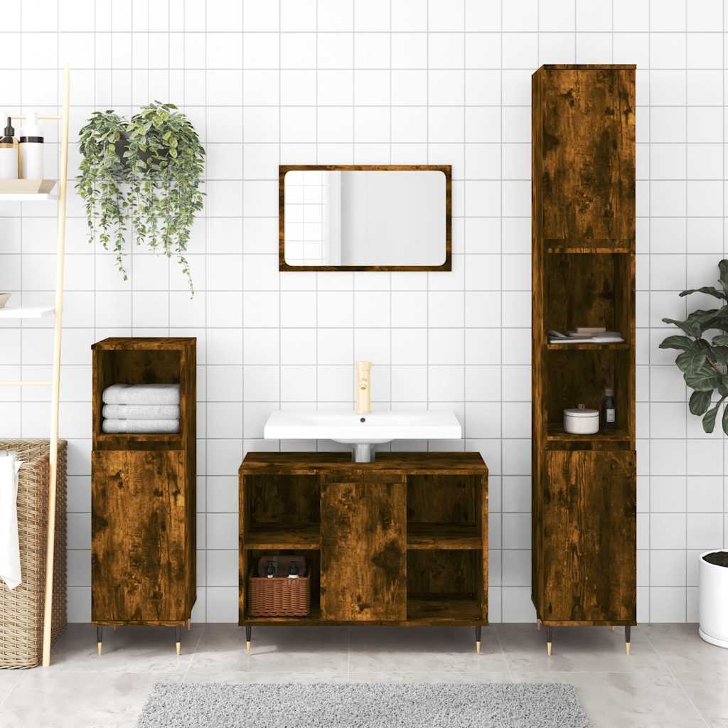 vidaXL Badkamerkast Gerookt Eiken 30x30x100 cm - 34% Korting