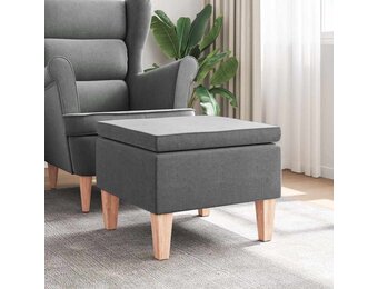 vidaXL Donkergrijze Stoffen Kruk met Houten Poten - 58% Korting!