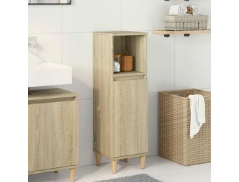 vidaXL Badkamerkast 30x30x100 cm bewerkt hout sonoma eikenkleurig