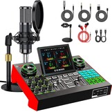 Podcast Microfoon Bundel met Live Geluidskaart Mixer - Compleet P15 Pakket voor Streaming, Gaming en Zang