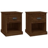 vidaXL Nachtkastjes 2 st 39x39x47,5 cm bewerkt hout bruin eikenkleur