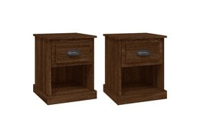 2x Nachtkastjes Bewerkt Hout (Bruin Eiken) - 34% Korting