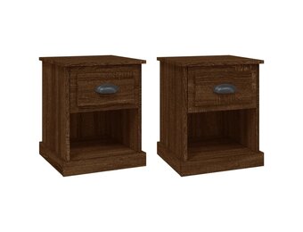 vidaXL Nachtkastjes 2 st 39x39x47,5 cm bewerkt hout bruin eikenkleur