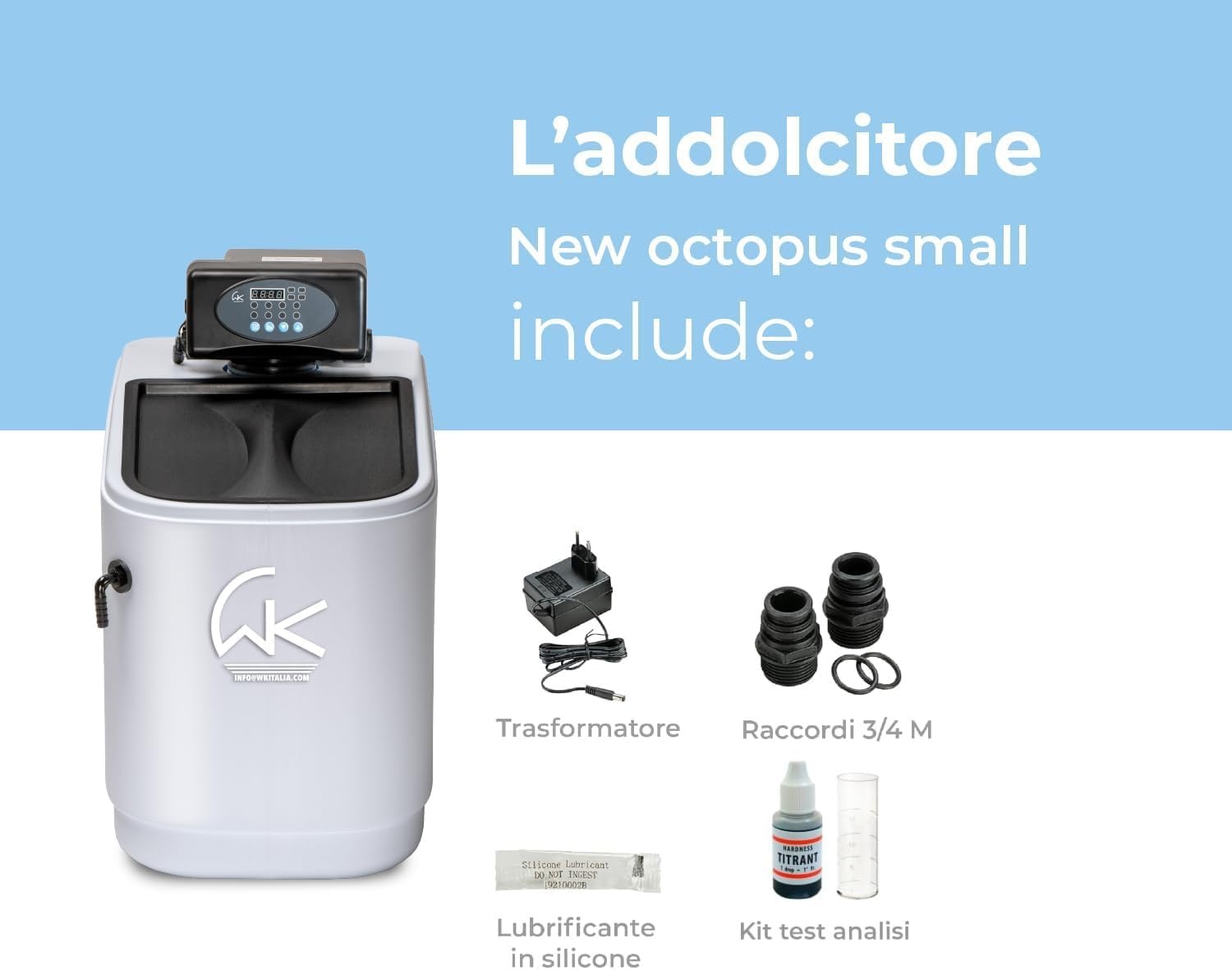 WK New Octopus Slim Waterontharder - Compact Waterfiltratiesysteem voor Huishoudelijk Gebruik - Slim