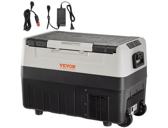 VEVOR Koelkast voor auto, 55 l, draagbare koelcompressor, met dubbele zones, voor camping, met handvat en wielen, 0,6 kW van -20 °C tot 10 °C, instelbaar, elektrische thermo-koelkast voor vrachtwagens