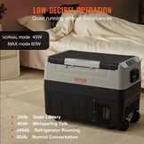 VEVOR Koelkast voor auto, 55 l, draagbare koelcompressor, met dubbele zones, voor camping, met handvat en wielen, 0,6 kW van -20 °C tot 10 °C, instelbaar, elektrische thermo-koelkast voor vrachtwagens