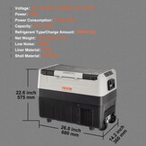 VEVOR Koelkast voor auto, 55 l, draagbare koelcompressor, met dubbele zones, voor camping, met handvat en wielen, 0,6 kW van -20 °C tot 10 °C, instelbaar, elektrische thermo-koelkast voor vrachtwagens