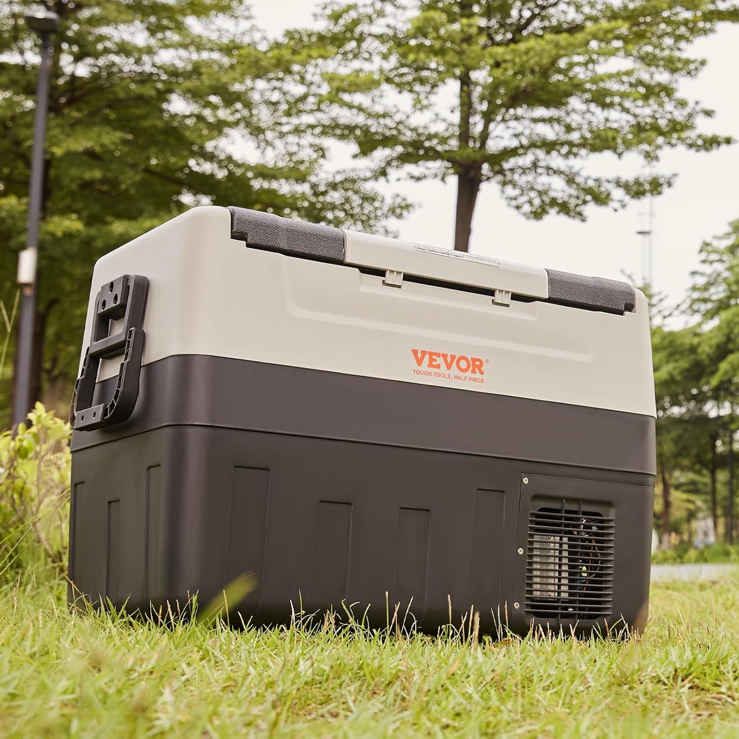 VEVOR Koelkast voor auto, 55 l, draagbare koelcompressor, met dubbele zones, voor camping, met handvat en wielen, 0,6 kW van -20 °C tot 10 °C, instelbaar, elektrische thermo-koelkast voor vrachtwagens