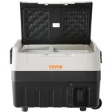 VEVOR Koelkast voor auto, 55 l, draagbare koelcompressor, met dubbele zones, voor camping, met handvat en wielen, 0,6 kW van -20 °C tot 10 °C, instelbaar, elektrische thermo-koelkast voor vrachtwagens