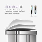 simplehuman CW2025 58L Rechthoekige Recycling Pedal Bin, Geborsteld RVS, met Liner Pocket en Soft Close Deksel