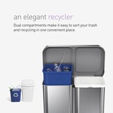 simplehuman CW2025 58L Rechthoekige Recycling Pedal Bin, Geborsteld RVS, met Liner Pocket en Soft Close Deksel