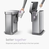 simplehuman CW2025 58L Rechthoekige Recycling Pedal Bin, Geborsteld RVS, met Liner Pocket en Soft Close Deksel
